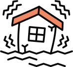 損害を受ける家のアイコン