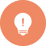 ビックリマークが付いた電球のアイコン