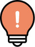 ビックリマークが付いた電球のアイコン