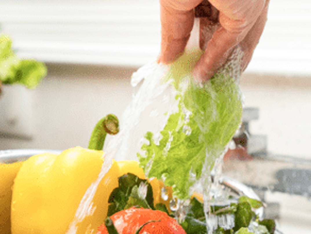 野菜を洗っている写真